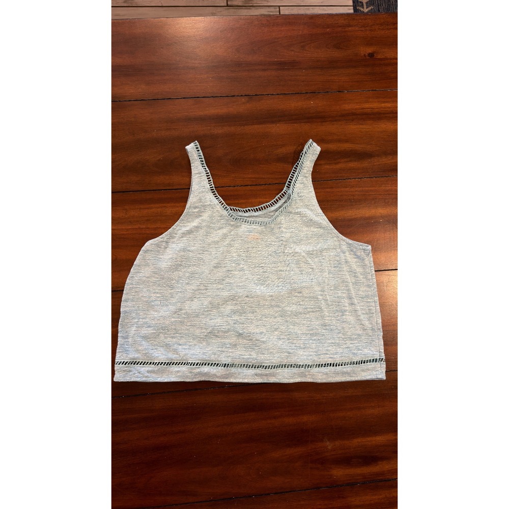 Alo Yoga Light Blue Heathered Ladder Stitch Crop Tank Top Small